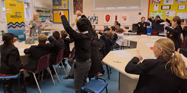 The Southsea team attend a school to engage with students