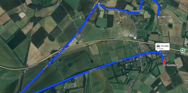 Map showing the tanker travel distance