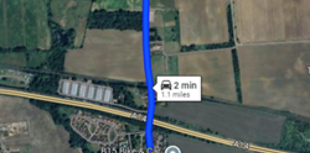 Map showing Kennet travel distance 