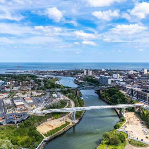 Aerial photo of wear footbridge