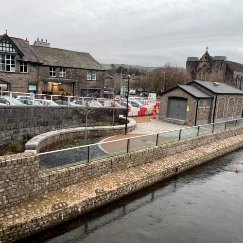 Kendal Flood Risk Management Scheme flood wall