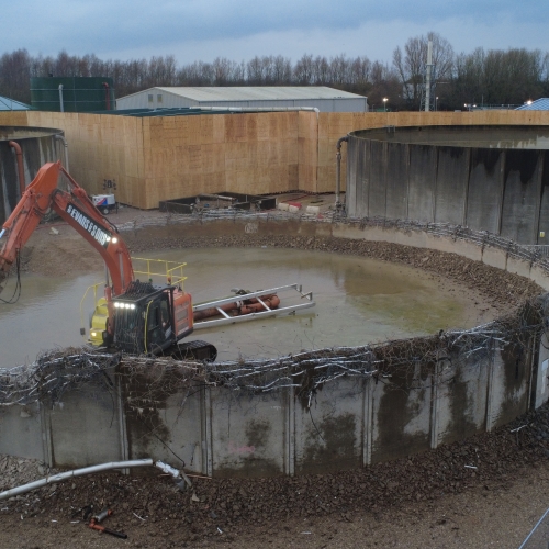 Demolition of storage tanks.