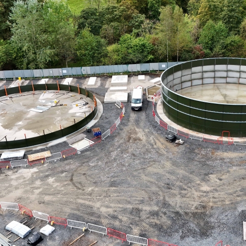 Two storm water storage tanks