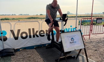 Man riding a bike.
