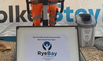 Man riding a bike.