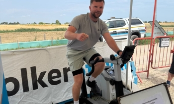 Man riding a bike.