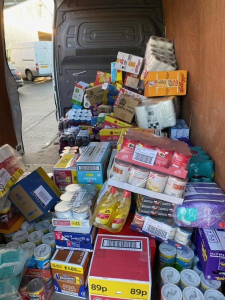 van full of food donations