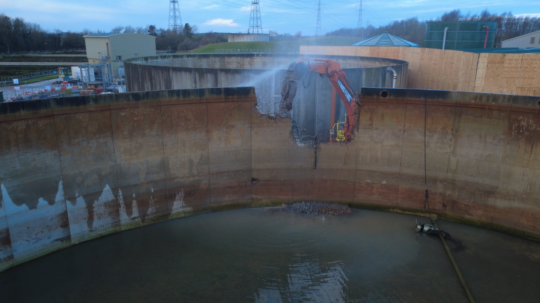 Demolition of storage tanks.