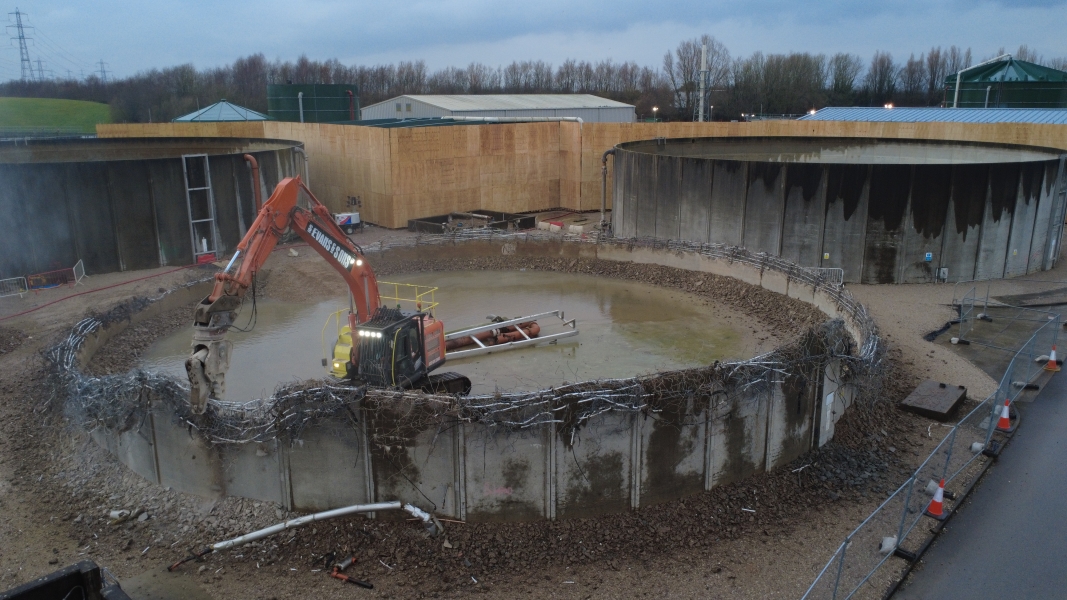 Demolition of storage tanks.