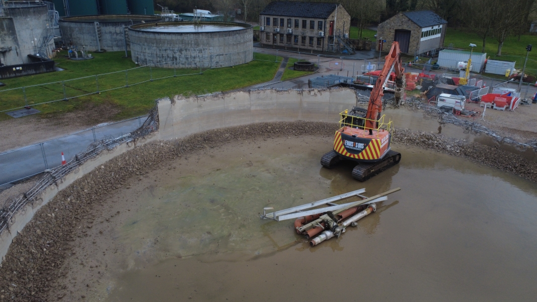 Demolition of storage tanks.