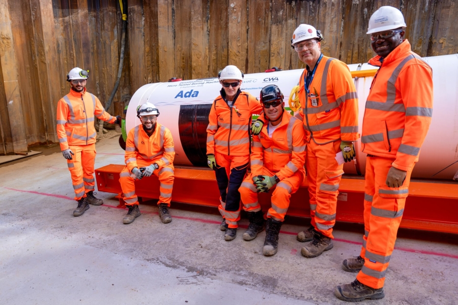 Men stood around a rig.