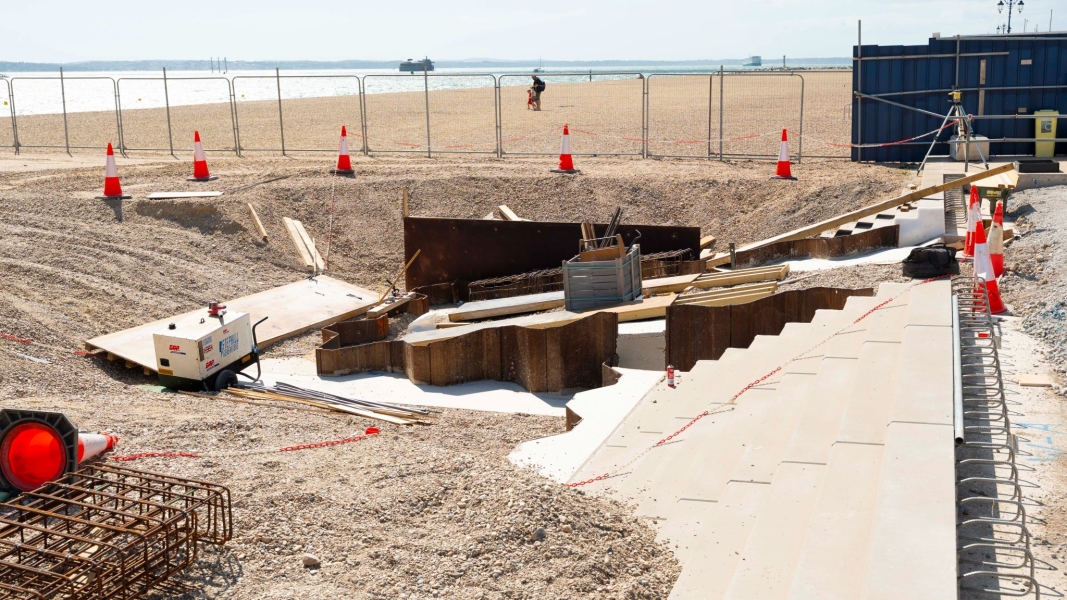 Promenade being built.