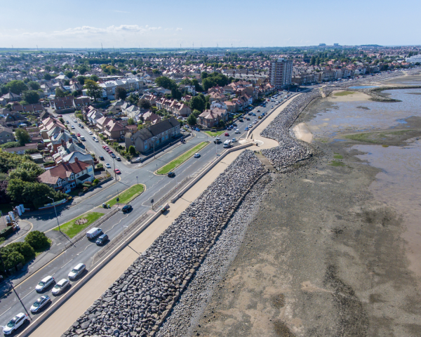 Morecambe wave wall. Environment Agency