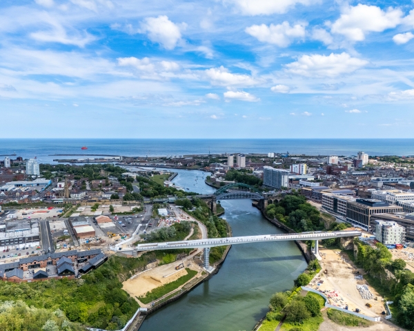 Aerial photo of wear footbridge