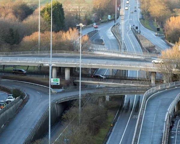Aerial shot of Newcastle Central Motorway