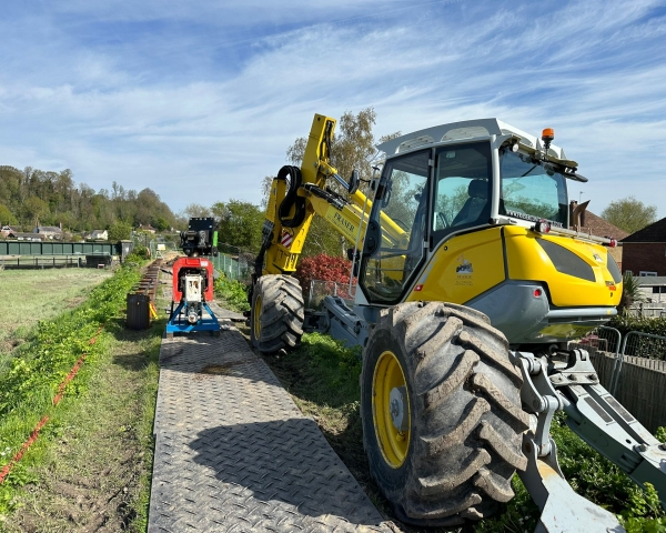 Spider excavator on a construction site