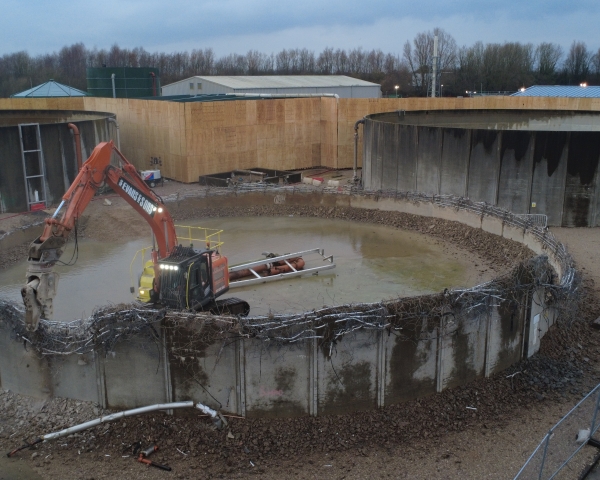 Demolition of storage tanks.
