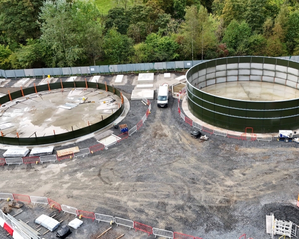 Two storm water storage tanks
