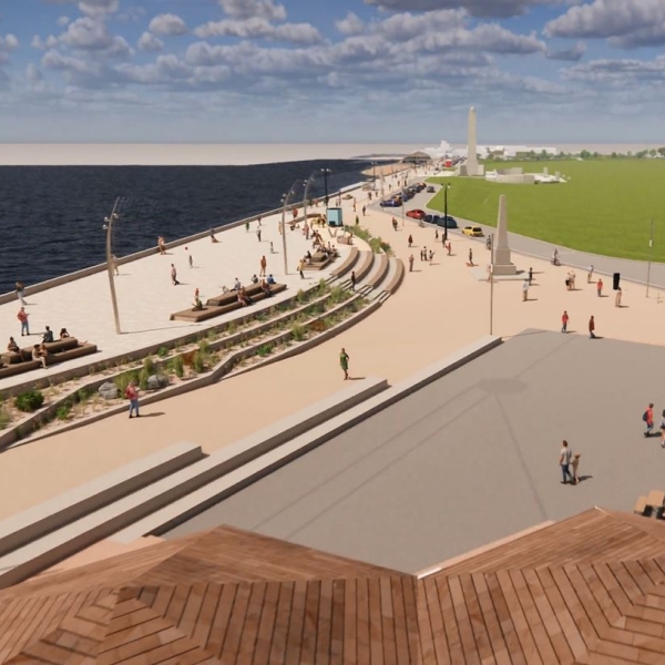 Frontage 3 CGI image of the seafront. 