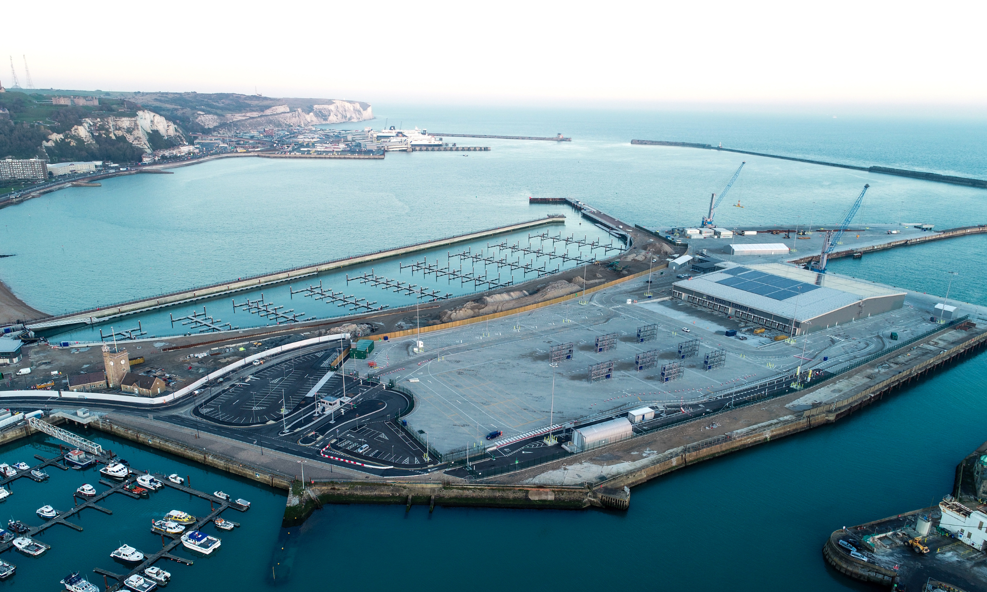 Aerial showing completed work at Dover Western Docks