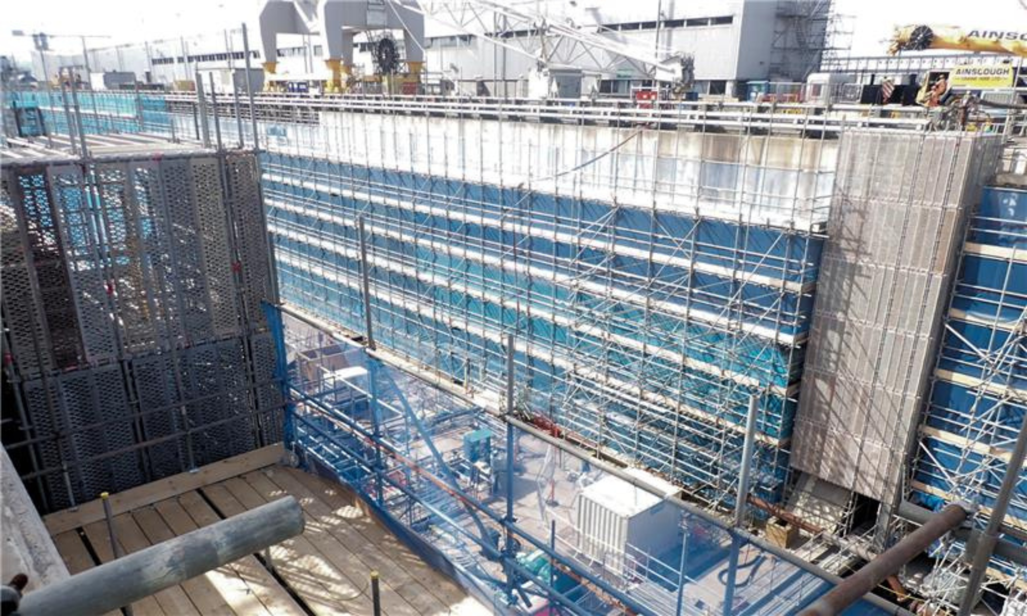 Scaffolding on a construction site