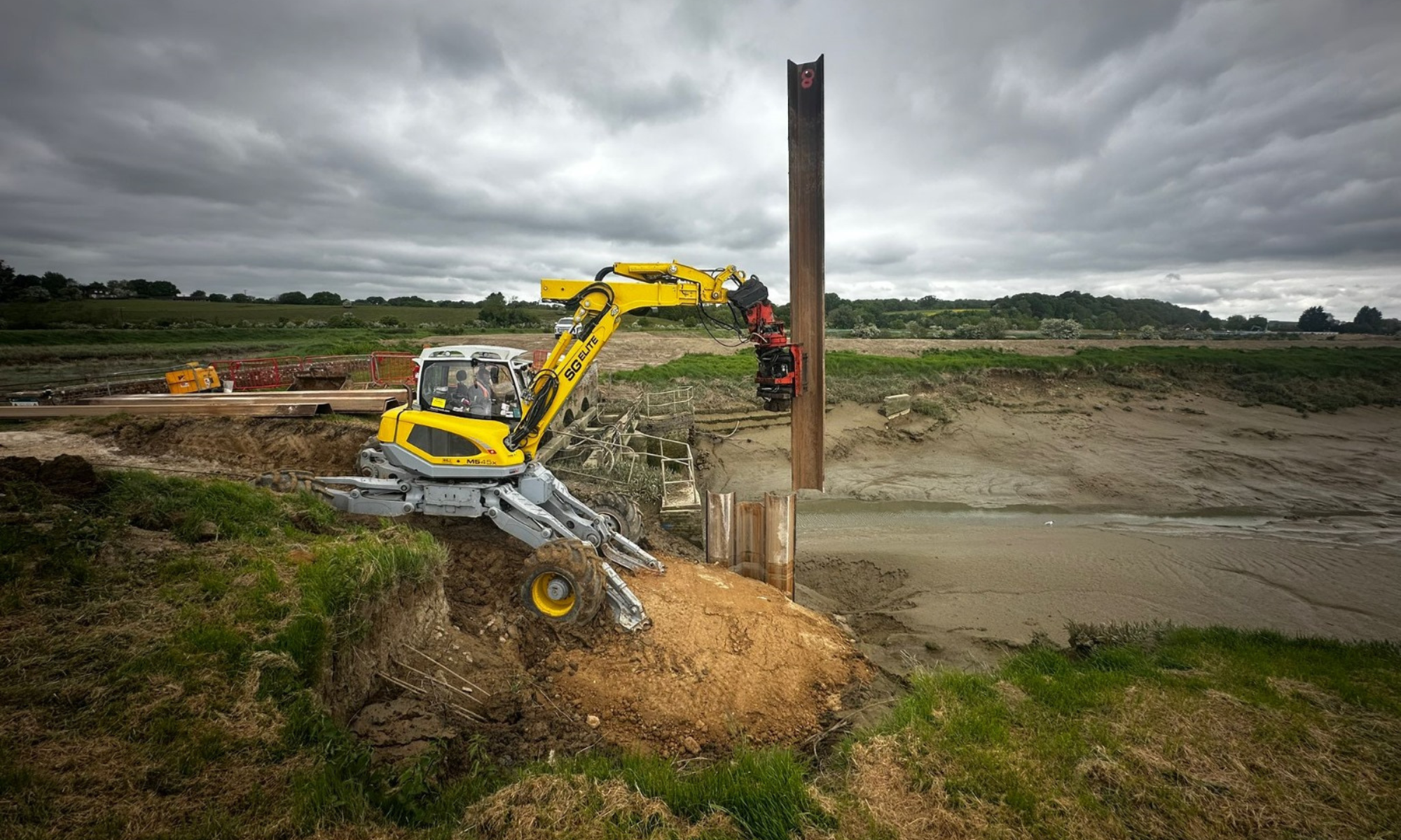 Spider excavator on a construction site