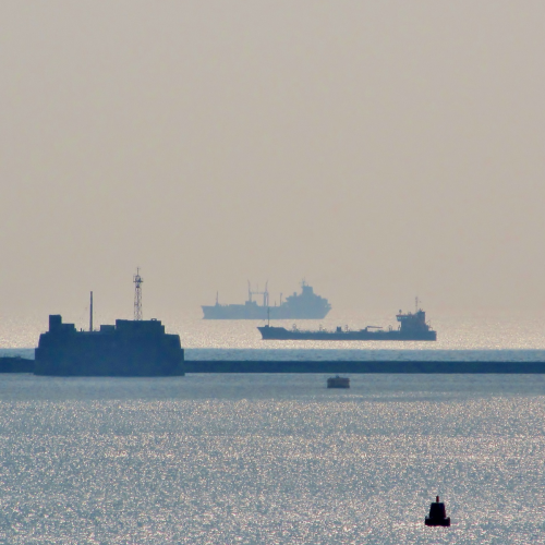 ships on a misty sea