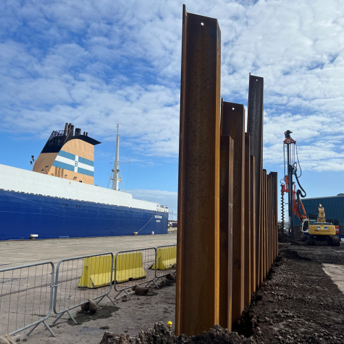 Piles at a dock.