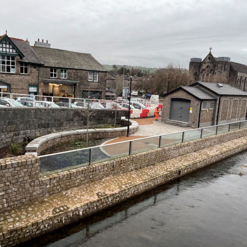 Kendal Flood Risk Management Scheme flood wall