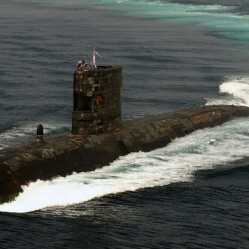 Naval Submarine in water